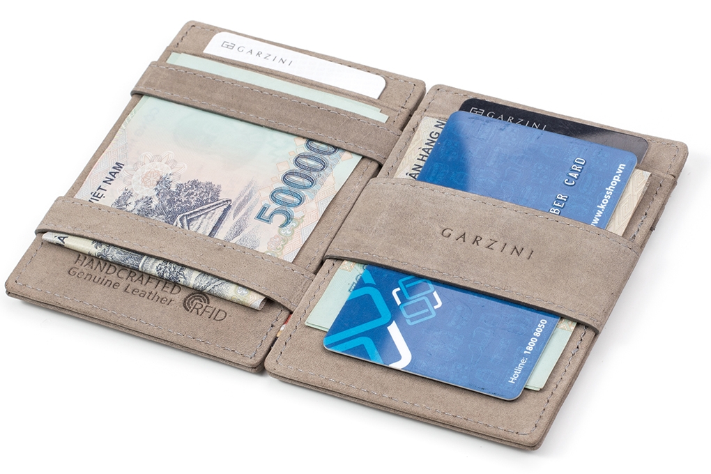 Ví Garzini Magic Wallet – Metal Grey ngăn chứa