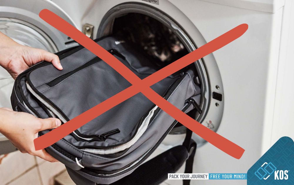 Không nên giặt balo bằng máy giặt 