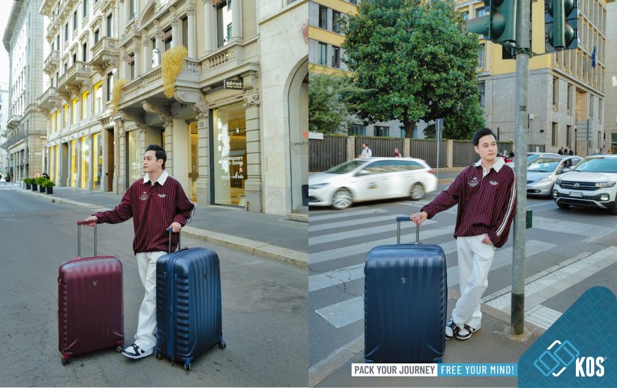 Phong cách du lịch của Quang Vinh với vali Roncato