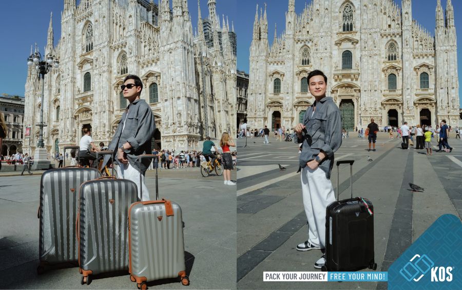 Phong cách du lịch của Quang Vinh với vali Roncato
