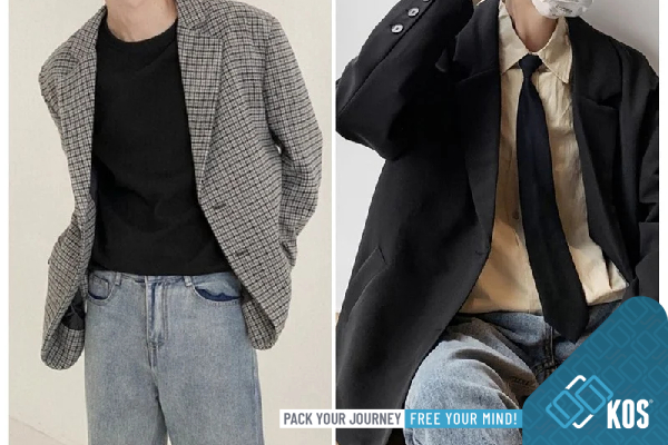 Áo blazer và quần jean dài rách Áo blazer và quần jean dài rách